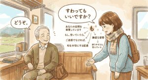 Blog「すわってもいいですか？」の「も」