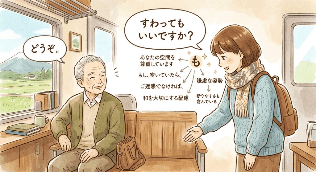 Blog「すわってもいいですか？」の「も」